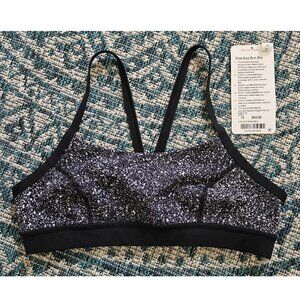 LULULEMON Rise and Run Bra Mini Splatter White Black 10 EUC NLA